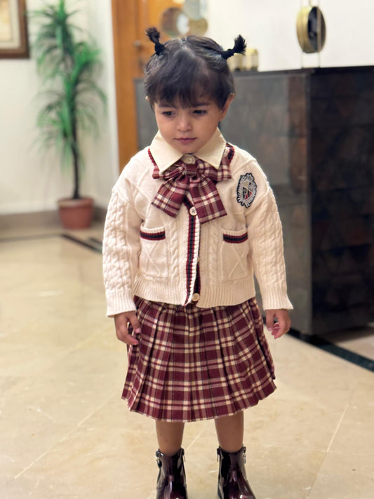 Korean Style 4Pc Cardigan & Skirt Set
