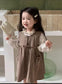 Corduroy Frock with Floral high-neck