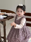 Corduroy Floral Frock with High neck