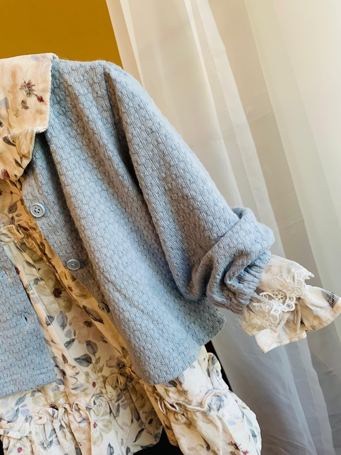 Floral Corduroy Frock with Cardigan