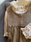 Corduroy Frock with Floral high-neck