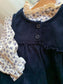 Corduroy Frock with Floral High-neck