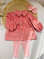 Corduroy Frock with Matching Tights & Headband