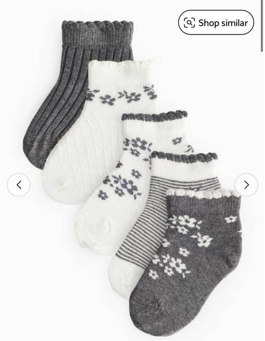 Tu Clothing Pack of 5 Mono Flower Socks