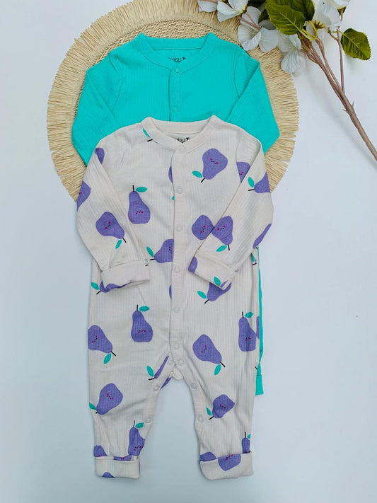 Tu Clothing Pack of 2 Pear Print Sleepsuits