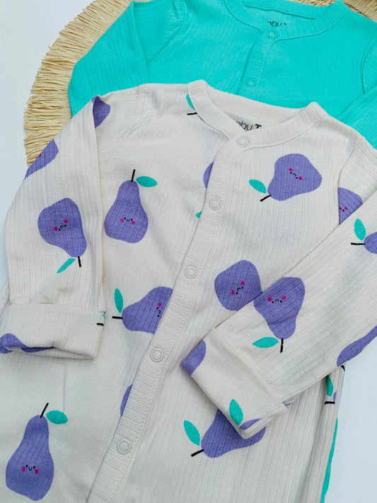Tu Clothing Pack of 2 Pear Print Sleepsuits