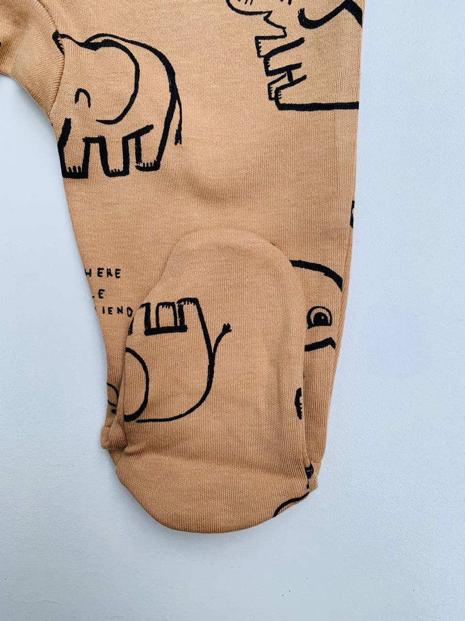 George Elephant Print Sleepsuit