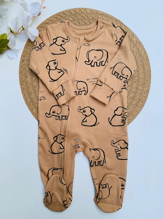 George Elephant Print Sleepsuit