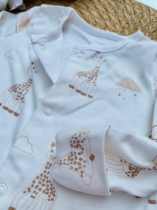George Giraffe Print Sleepsuit