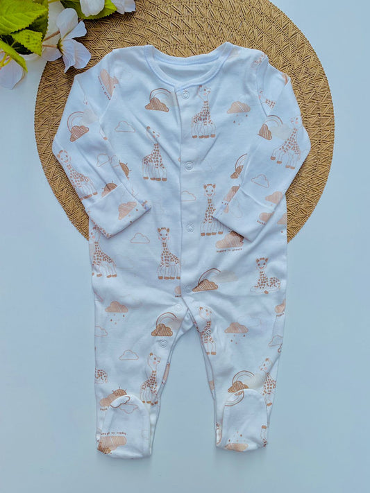 George Giraffe Print Sleepsuit