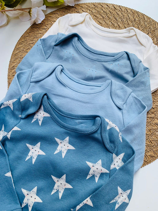 George Pack of 4 Stars Print Long Sleeve Bodysuits