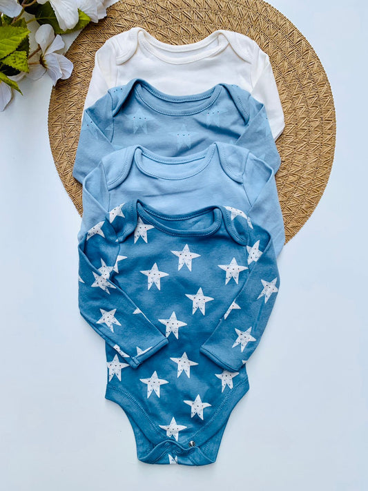 George Pack of 4 Stars Print Long Sleeve Bodysuits