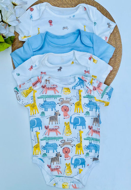 George Pack of 4 Bright Safari Short Sleeve Bodysuits