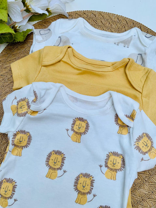 George Pack of 3 Safari Animal Bodysuits