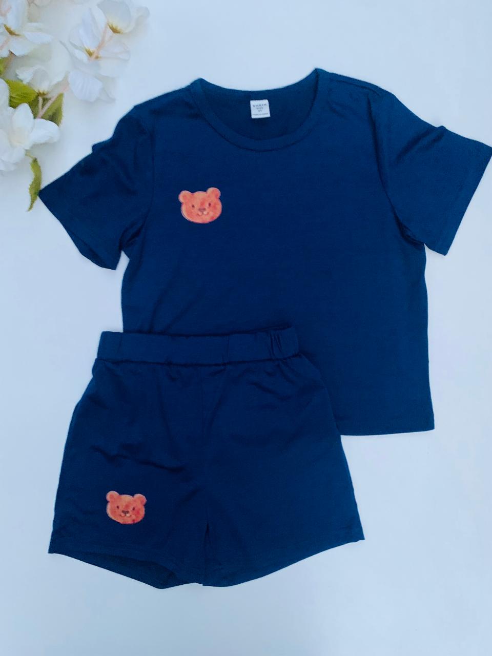 Shein Bear Face Shirt and Short Set