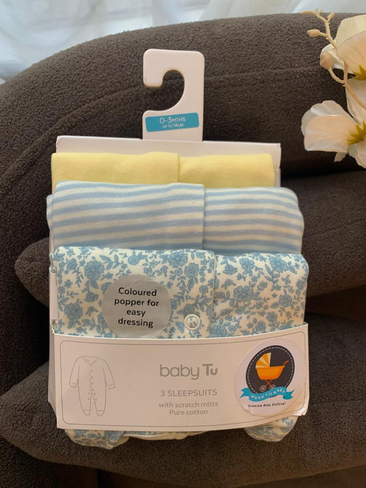 Tu Clothing Pack of 3 Sleepsuits