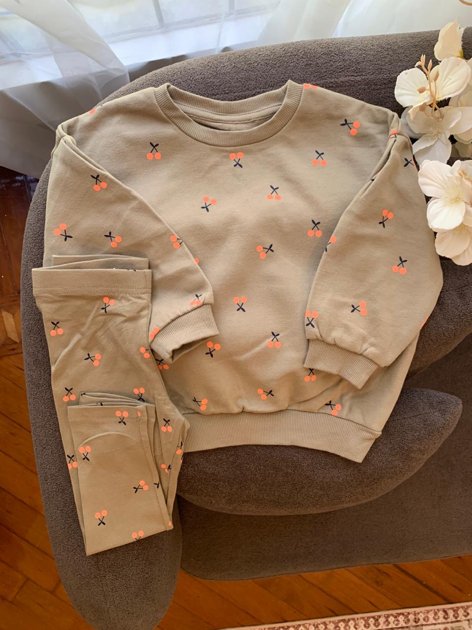 George Cherry print Sweatshirt and Trouser Set