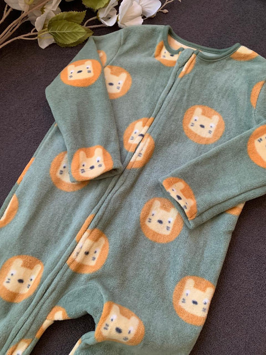 George Lion Face Print Fleece Sleepsuit