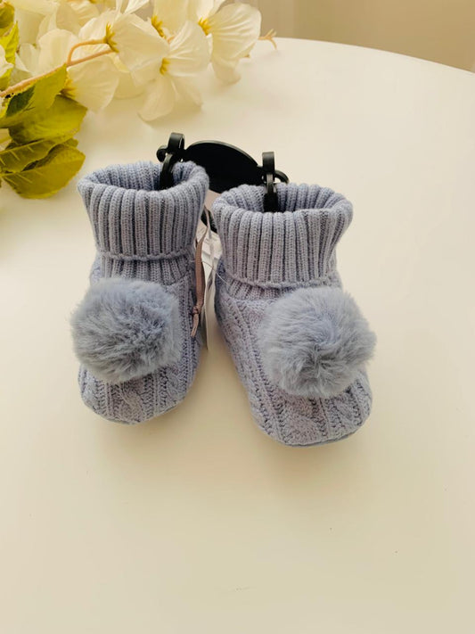 Tu Clothing Pom Pom Cable Knit Booties
