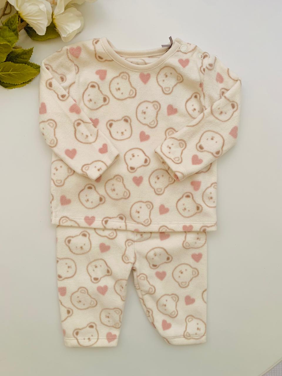 TU Clothing Bear Face Print Fleece Shirt and trouser Set