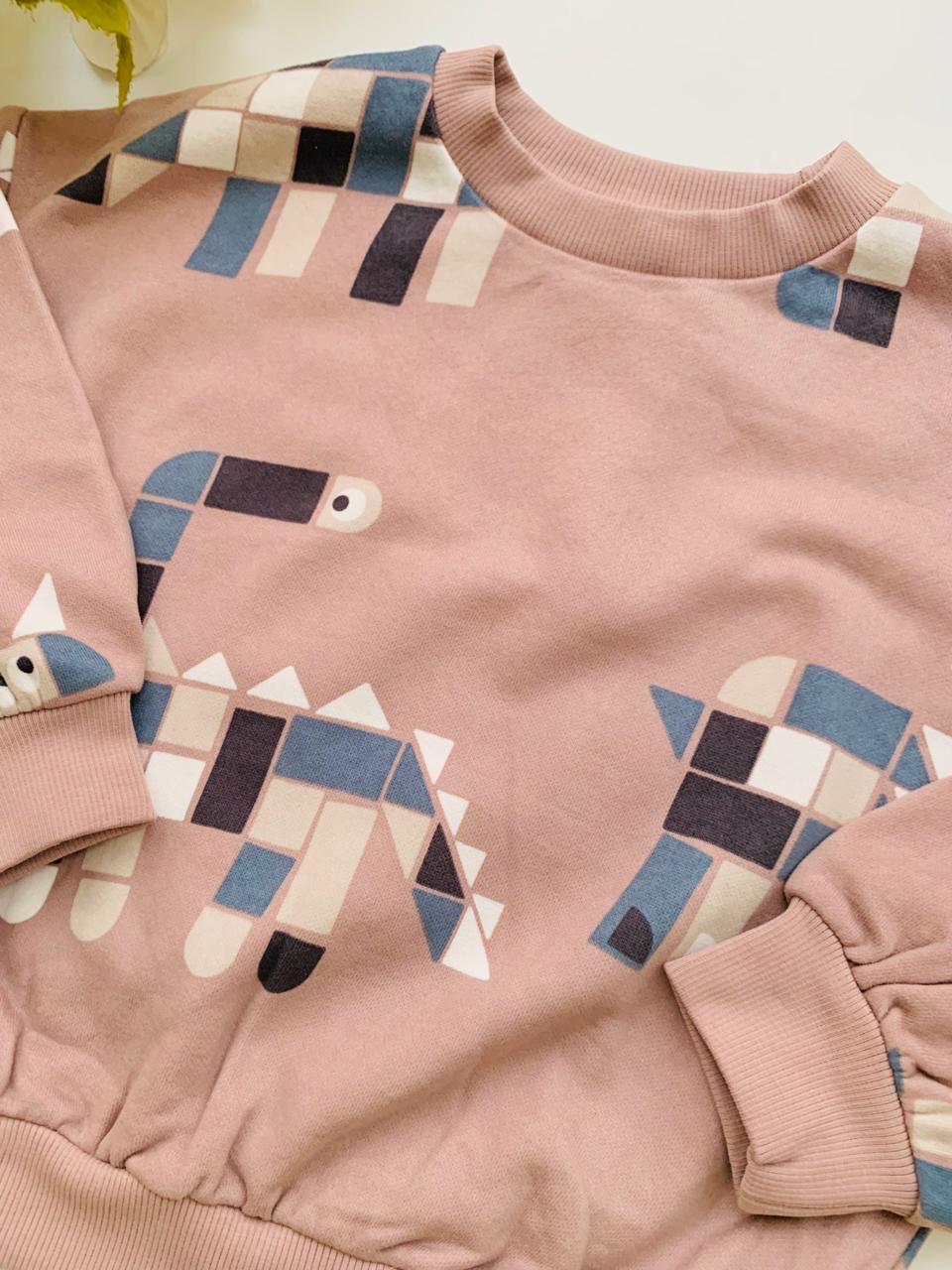 TU Clothing Geometric Dino Print Sweat Shirt