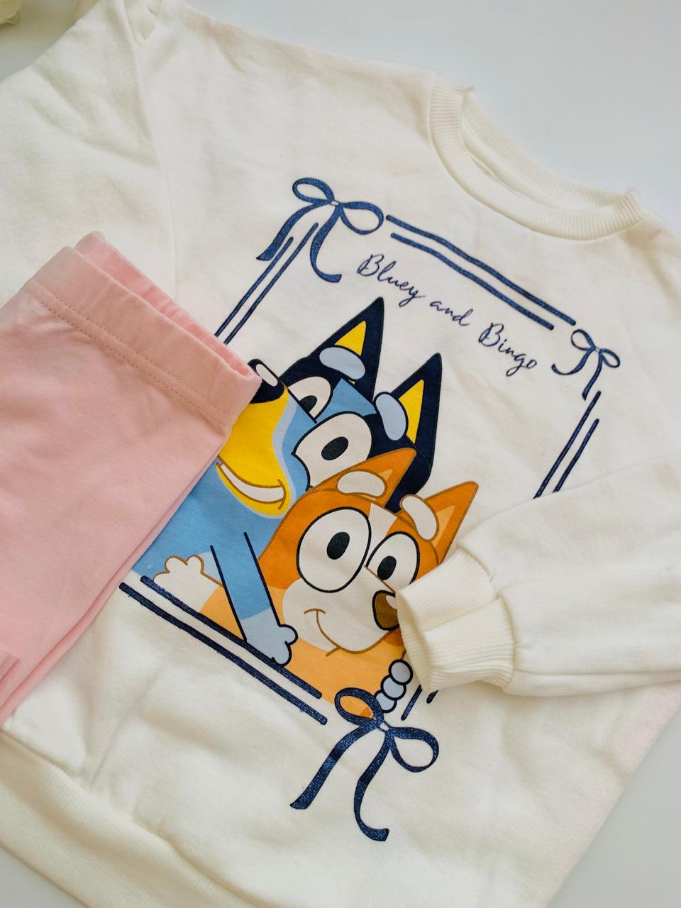 George "Bluey and Bingo" Sweat Shirt with Tights Set