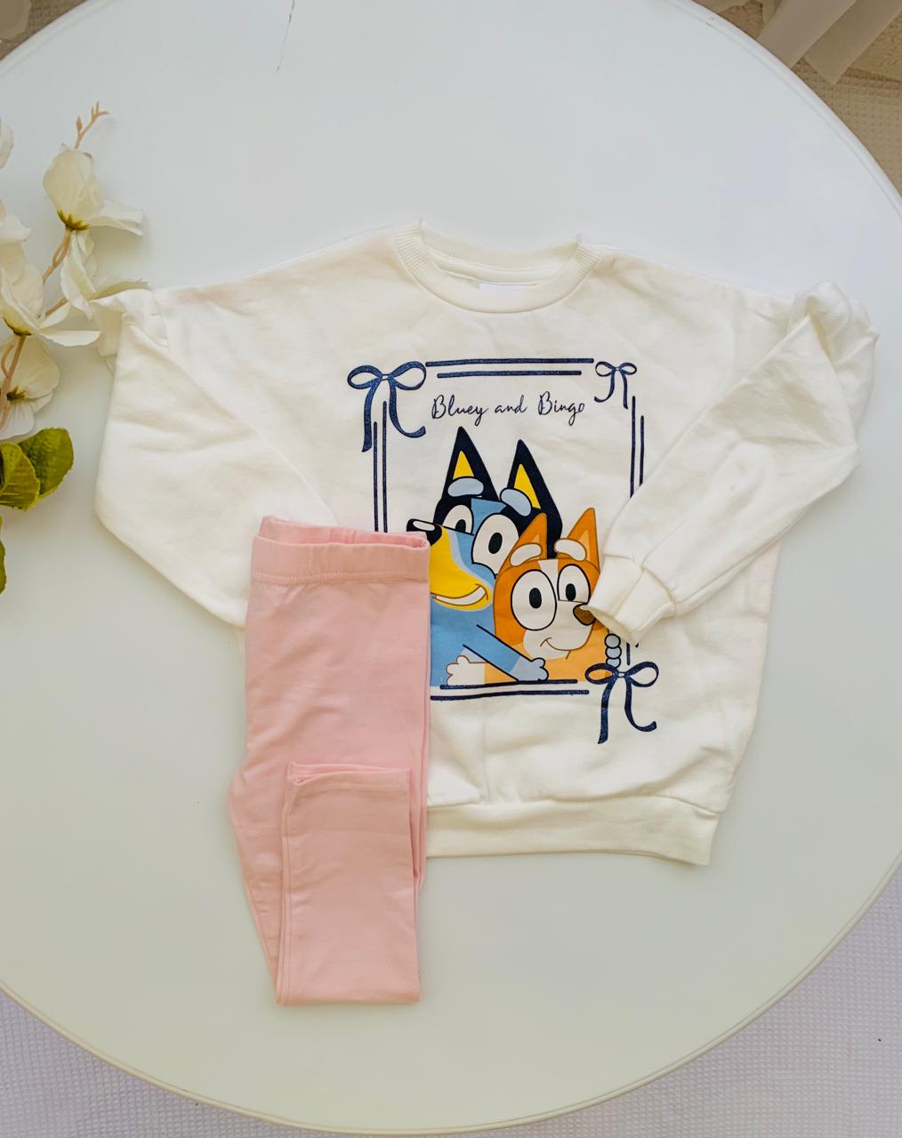 George "Bluey and Bingo" Sweat Shirt with Tights Set