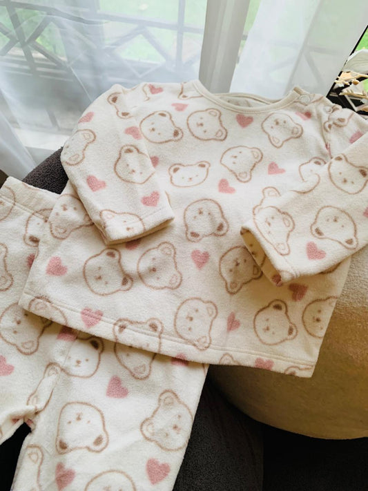 TU Clothing Bear Face Print Fleece Shirt and trouser Set