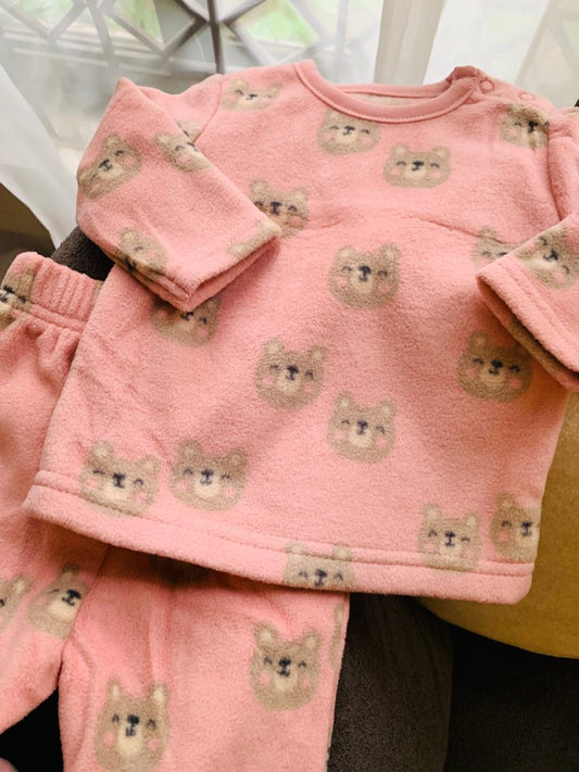 George Teddy Bear Print Fleece Shirt & Trouser Set