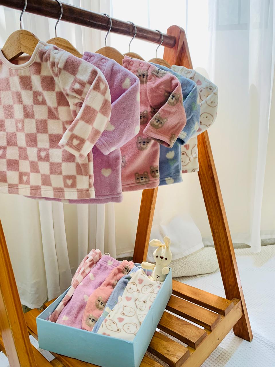 TU Clothing Bear Face Print Fleece Shirt and trouser Set