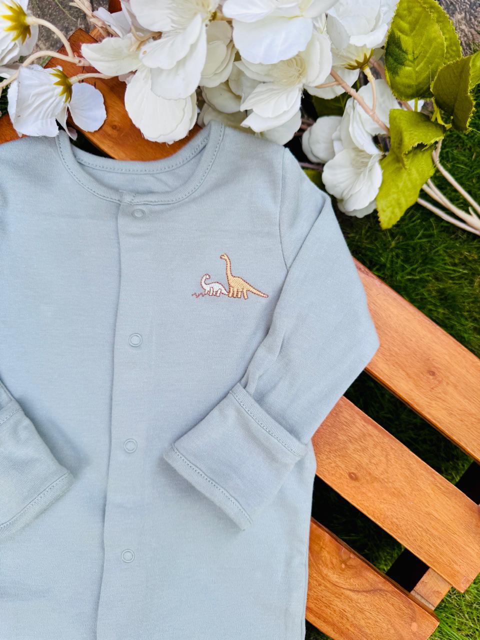 Mamas & Papas Embroidered Dinosaur Sleepsuit