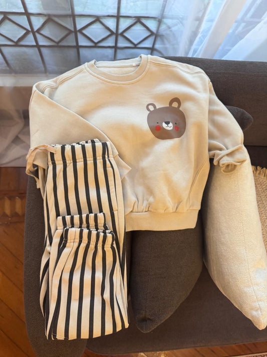 George Bear Face Sweatshirt & Trouser Set