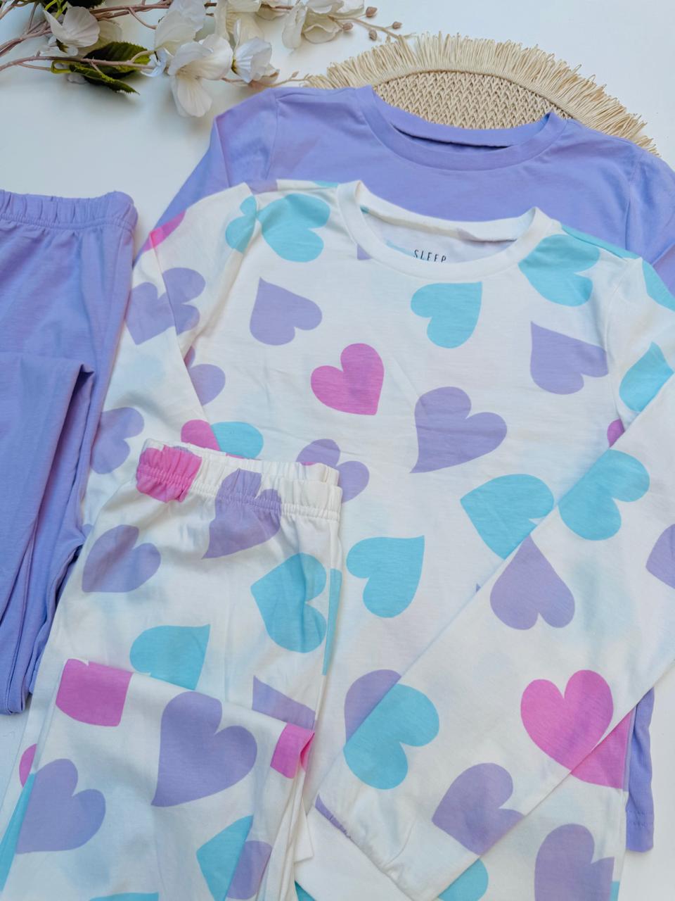 Tu Clothing pack of 2 Hearts print Pyjamas Set