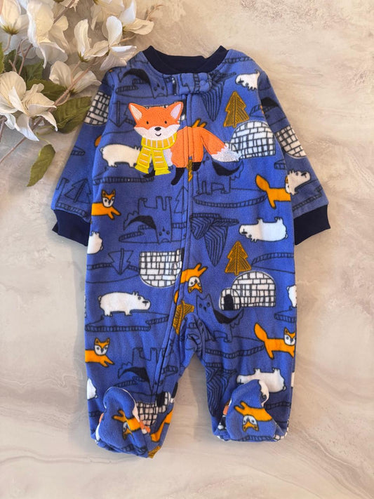 Fox Embrioded Fleece Sleepsuit