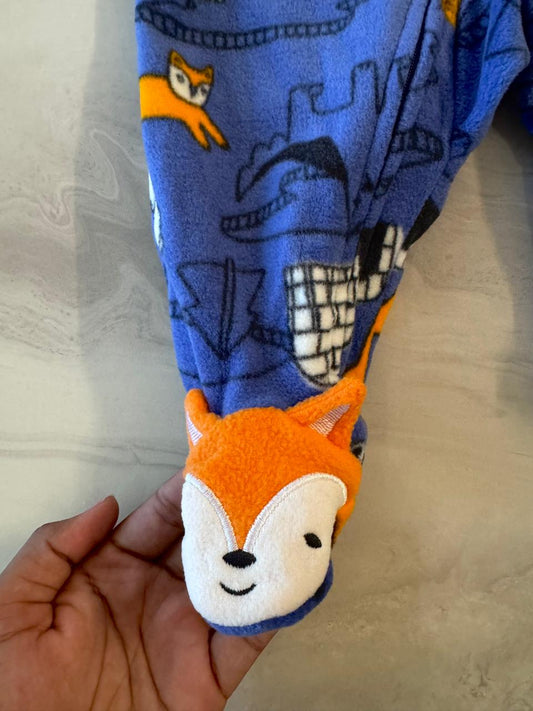 Fox Embrioded Fleece Sleepsuit