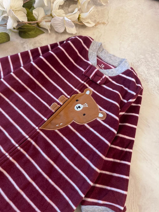 Bear Embrioded Fleece Sleepsuit