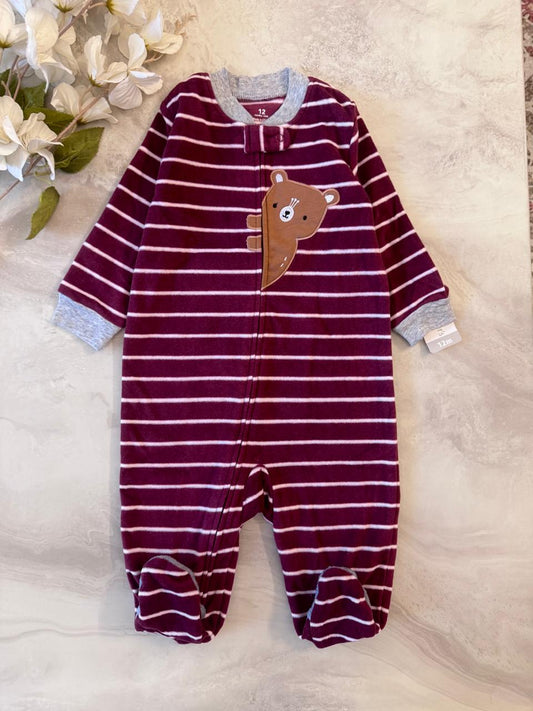 Bear Embrioded Fleece Sleepsuit