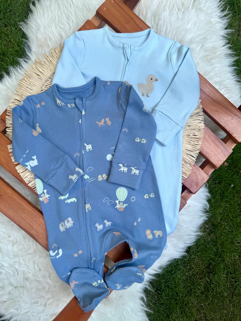George pack of 2 Safari Animal Sleepsuits