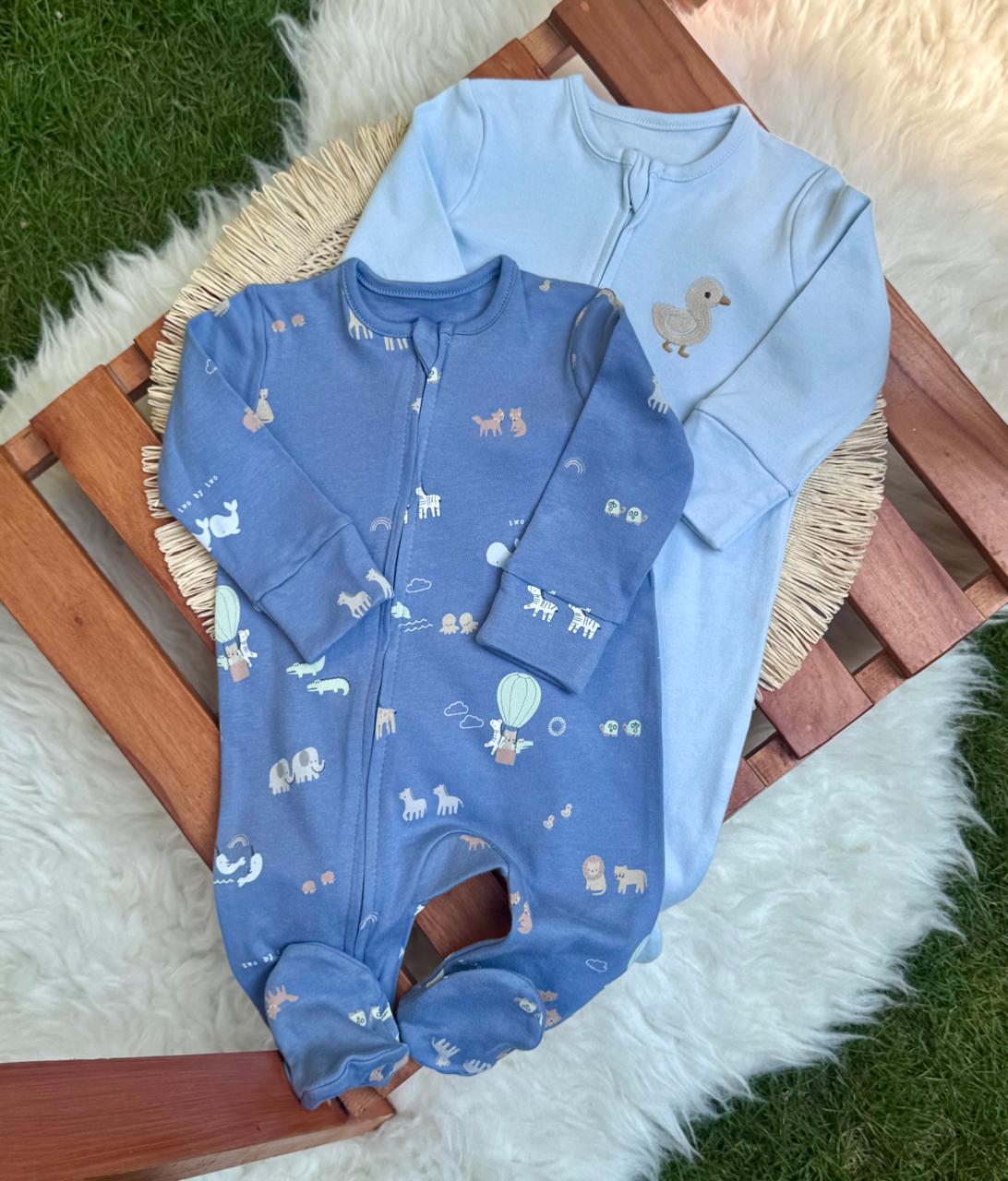 George pack of 2 Safari Animal Sleepsuits