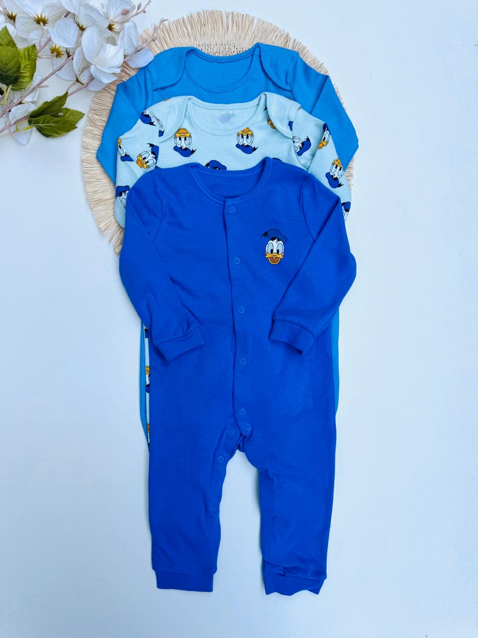 George pack of 3 Donald duck print Sleepsuits