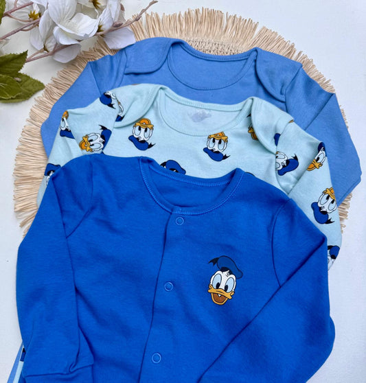 George pack of 3 Donald duck print Sleepsuits