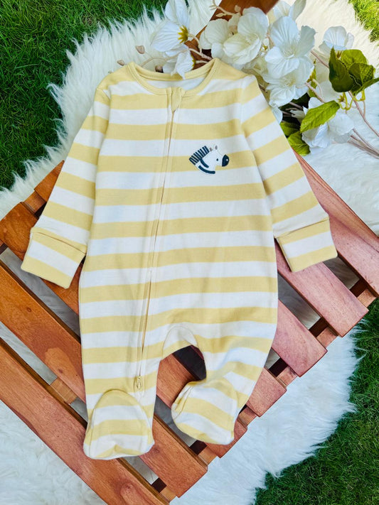 George Embrioded Zebra Face Sleepsuit