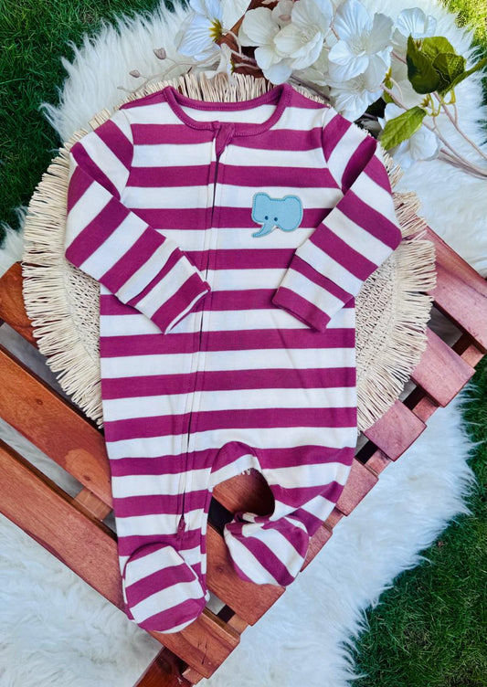 George Embrioded Elephant Face Sleepsuit