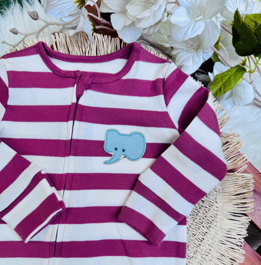 George Embrioded Elephant Face Sleepsuit