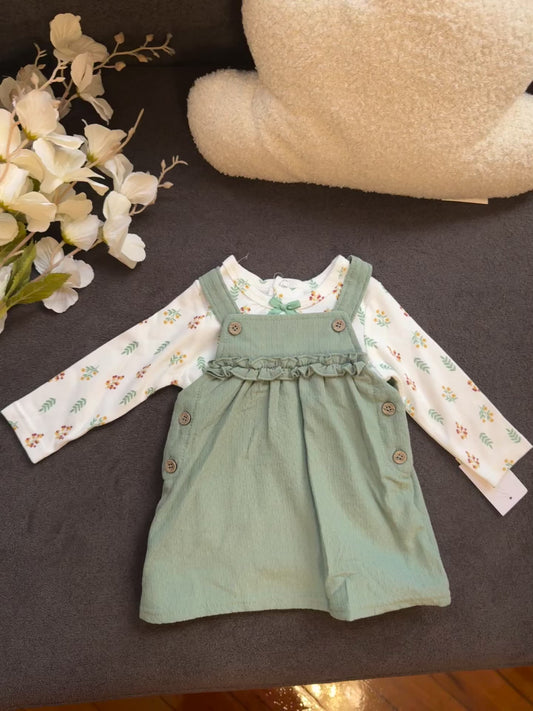 3Pc Fleece lined Frock with Bodysuit & Headband