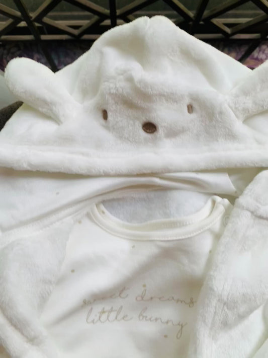 George Bunny Fleece Hooded Dressing Gown and Pyjamas Set