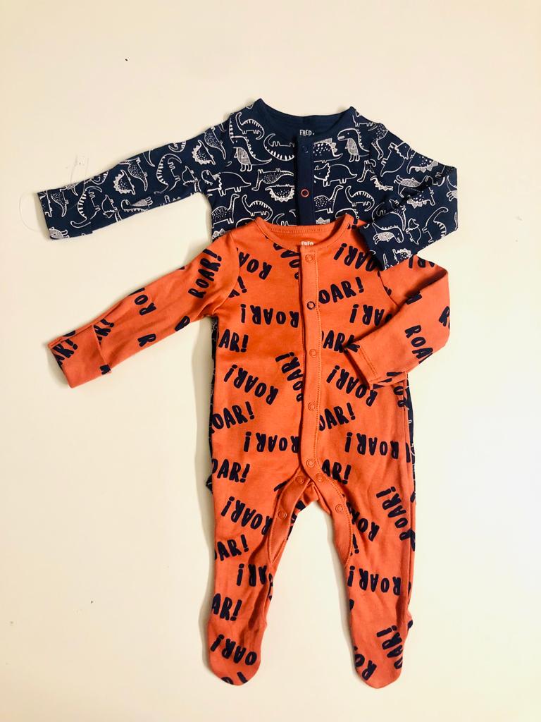 Pack of 2 Dino themed Sleepsuits