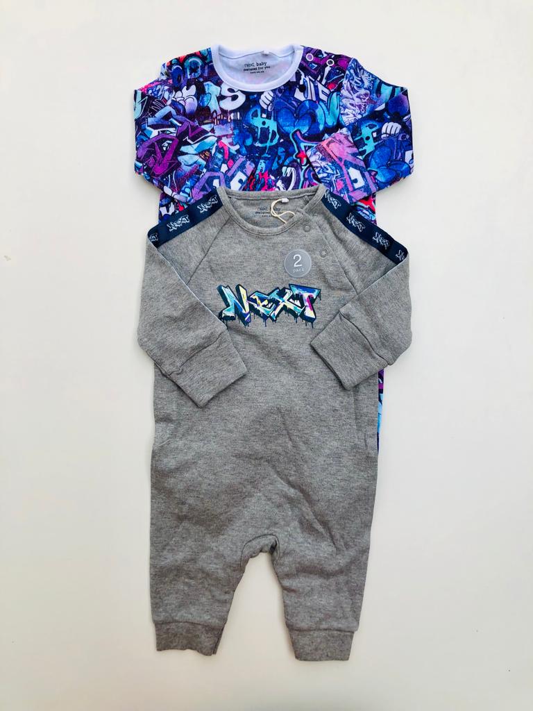 Pack of 2 Grey and Purple Sleepsuits