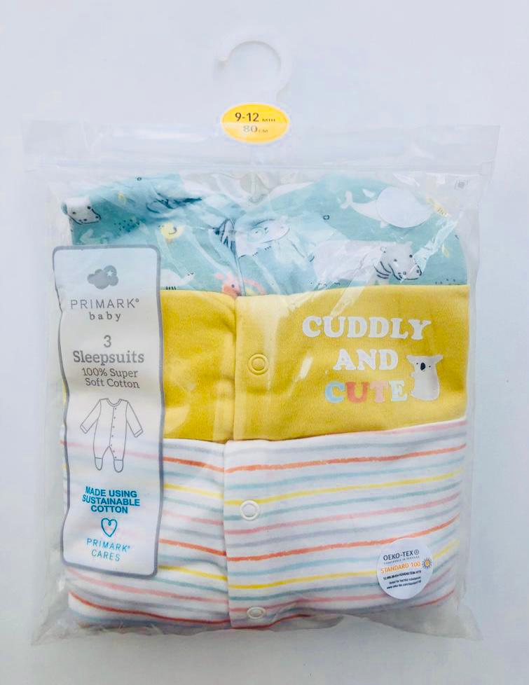 Primark Pack of 3 Cuddly and Cute Sleepsuit