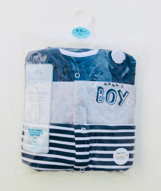 Primark Pack of 3 Mamas Boy Sleepsuit